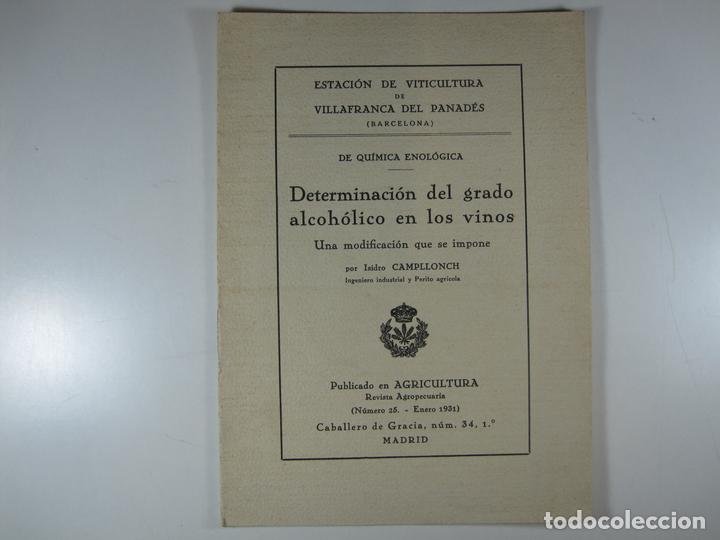B&uuml;cher: DETERMINACION DEL GRADO ALCOHOLICO EN LOS VINOS: UNA MODIFICACION QUE SE IMPONE - CAMPLLONCH, ISIDRO