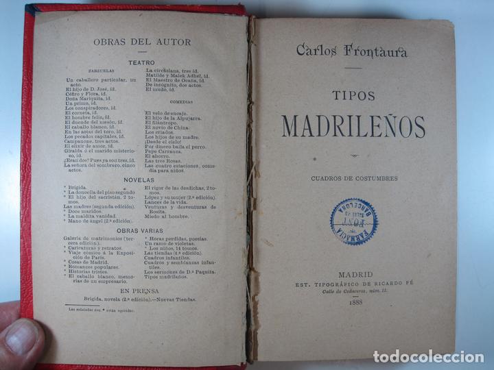 Libros: TIPOS MADRILE&Ntilde;OS: CUADROS DE COSTUMBRES - FRONTAURA, CARLOS - Foto 1