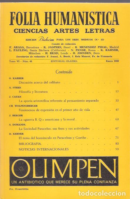 Libros: Folia Human&iacute;stica. Tomo V, N&ordm; 61, Enero - VV. AA. - Foto 1
