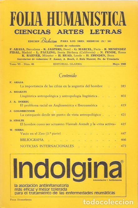 Libros: Folia Human&iacute;stica. Tomo VI, N&ordm; 65, Mayo - VV. AA. - Foto 1