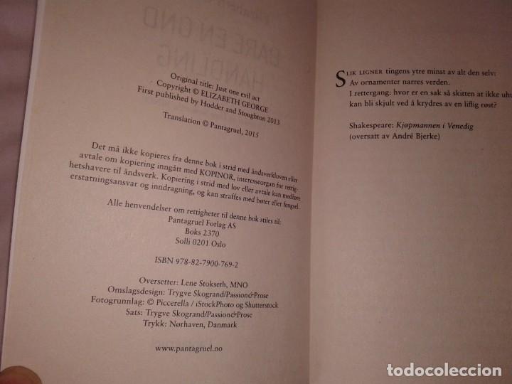 Libros: ELIZABETH GEORGE, BARE EN OND HANDLING, EN Noruego, T15 - Foto 2