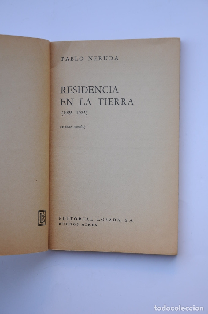 Libros: Residencia en la Tierra (1925-1935) - NERUDA, Pablo - Foto 2