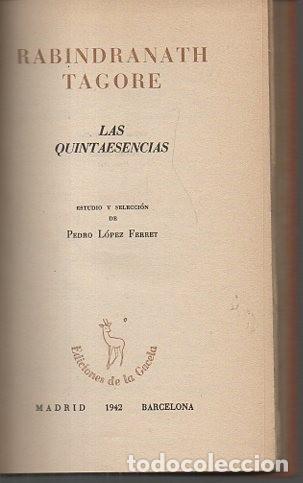 Libros: LAS QUINTAESENCIAS. - TAGORE, Rabindranath. - Foto 1