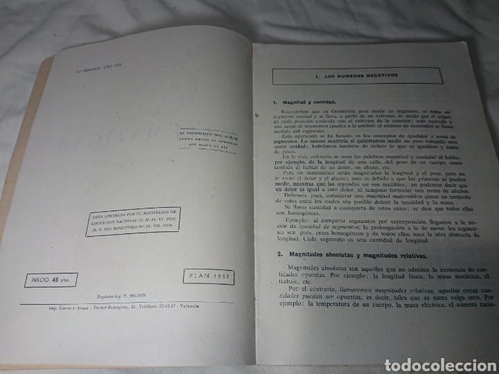 Libros: Matem&aacute;ticas, R. Garc&iacute;a Roca, 1959, Curso 3&deg; - Foto 2