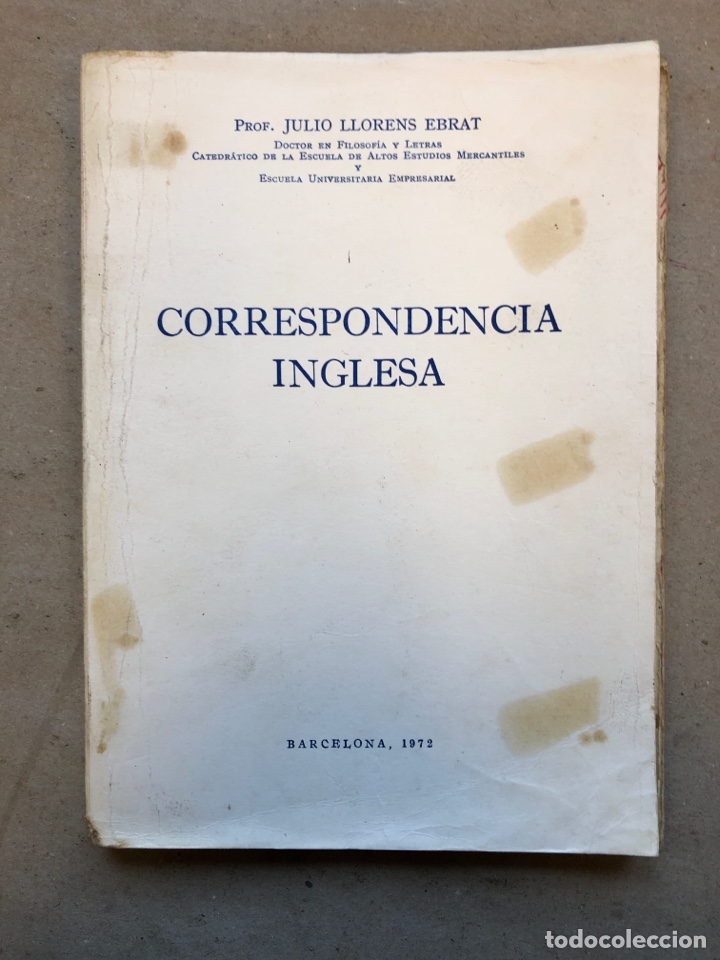 Libros: CORRESPONDENCIA INGLESA. PROF. JULIO LLORENS EBRAT. 1972. - Foto 1