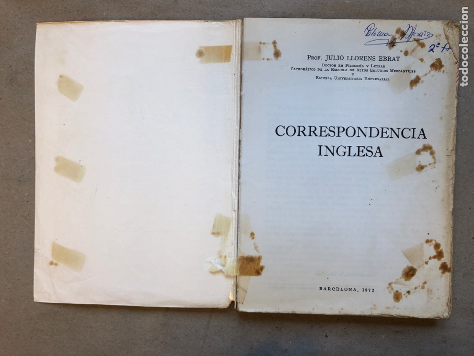Libros: CORRESPONDENCIA INGLESA. PROF. JULIO LLORENS EBRAT. 1972. - Foto 2