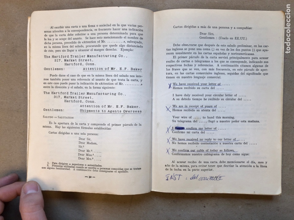 Libros: CORRESPONDENCIA INGLESA. PROF. JULIO LLORENS EBRAT. 1972. - Foto 3
