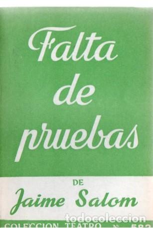 Libros: FALTA DE PRUEBAS. - SALOM, Jaime. - Foto 1