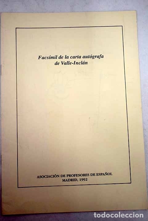 Libros: Facs&iacute;mil de la carta aut&oacute;grafa de Valle-Incl&aacute;n.- - Foto 1