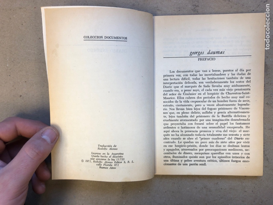 Libros: MARQU&Eacute;S DE SADE, DIARIO IN&Eacute;DITO. RODOLFO ALONSO EDITOR 1971. - Foto 3