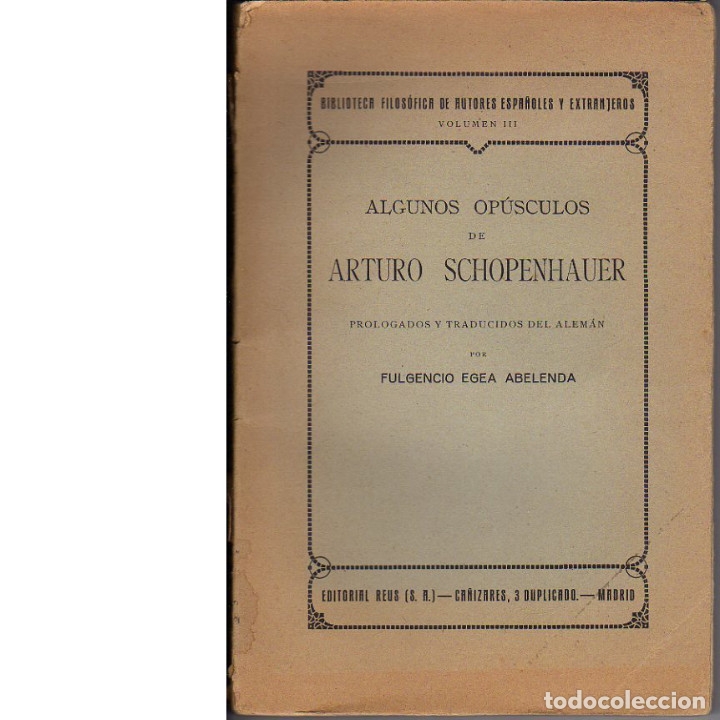 Libros: Algunos Op&uacute;sculos de Arturo Schopenhauer. - Foto 1