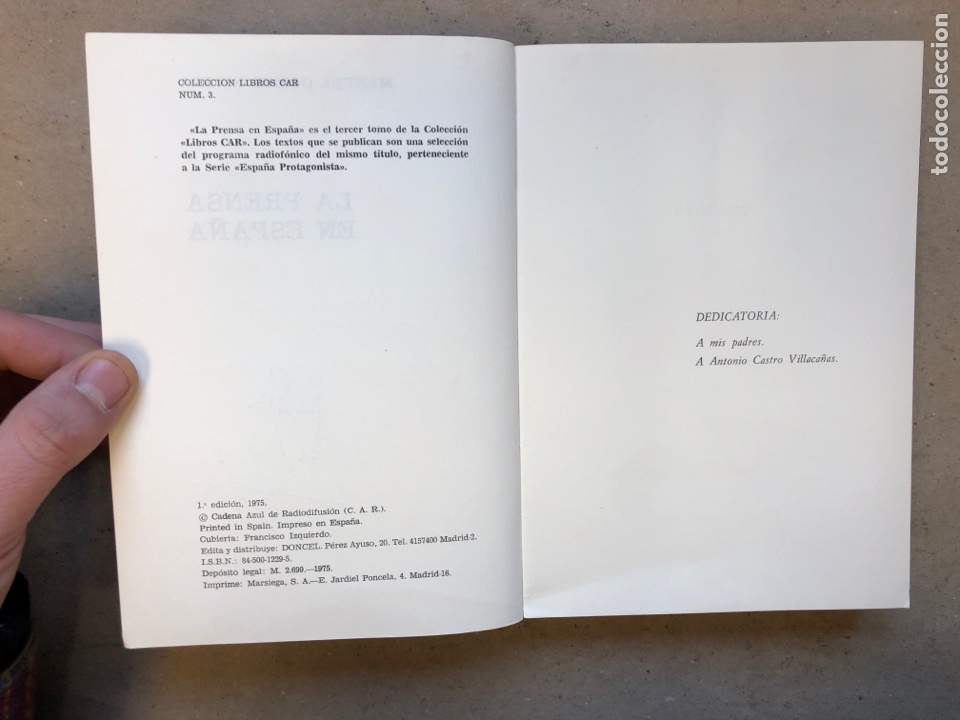 Libros: LA PRENSA EN ESPA&Ntilde;A. MANUEL G&Oacute;MEZ RIVERA. EDITORIAL DONCEL 1975. - Foto 3