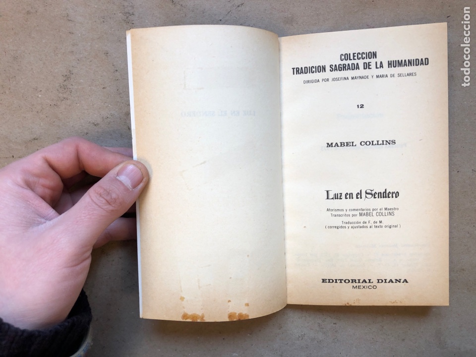 Libros: LUZ EN EL SENDERO. MABEL COLLINS. EDITORIAL DIANA 1973. - Foto 2