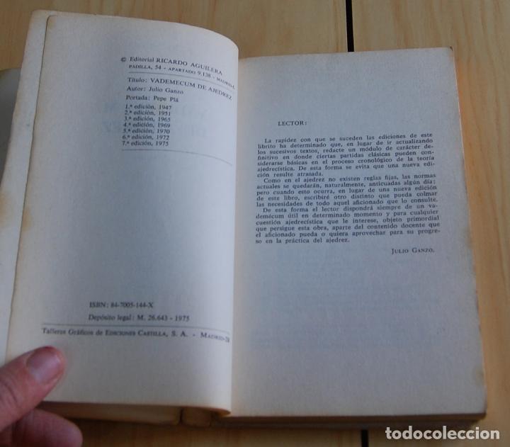 Libros: Vademecum de Ajedrez. Julio Ganzo - Foto 3