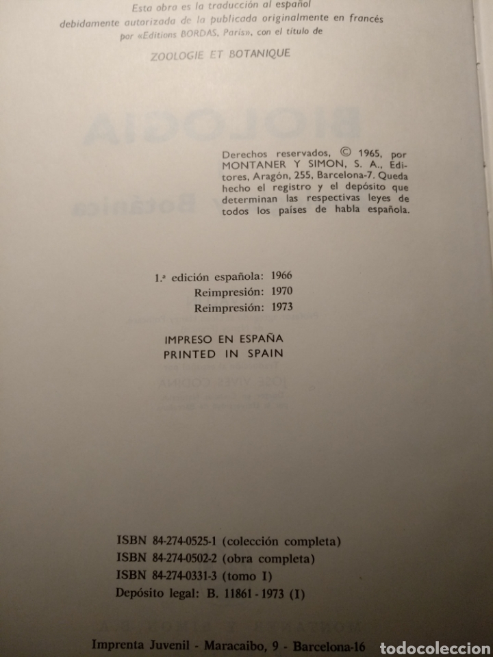 Libros: Biolog&iacute;a (I, II) Jean Vallin - Foto 2