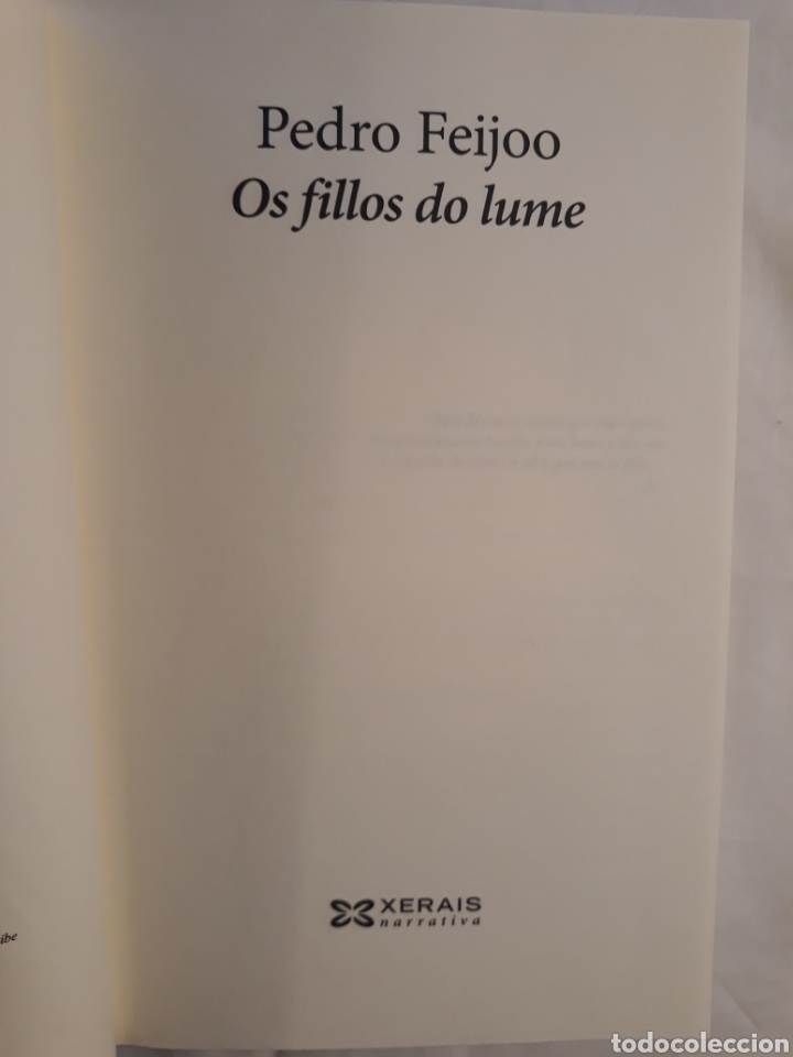 Libros: Os fillos do lume, Pedro Feijoo. 2017.Xerais. - Foto 2