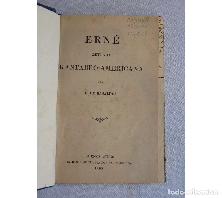 Libros: F. DE BASALDUA - ERNE LEYENDA KANTABRO AMERICANA - Foto 1