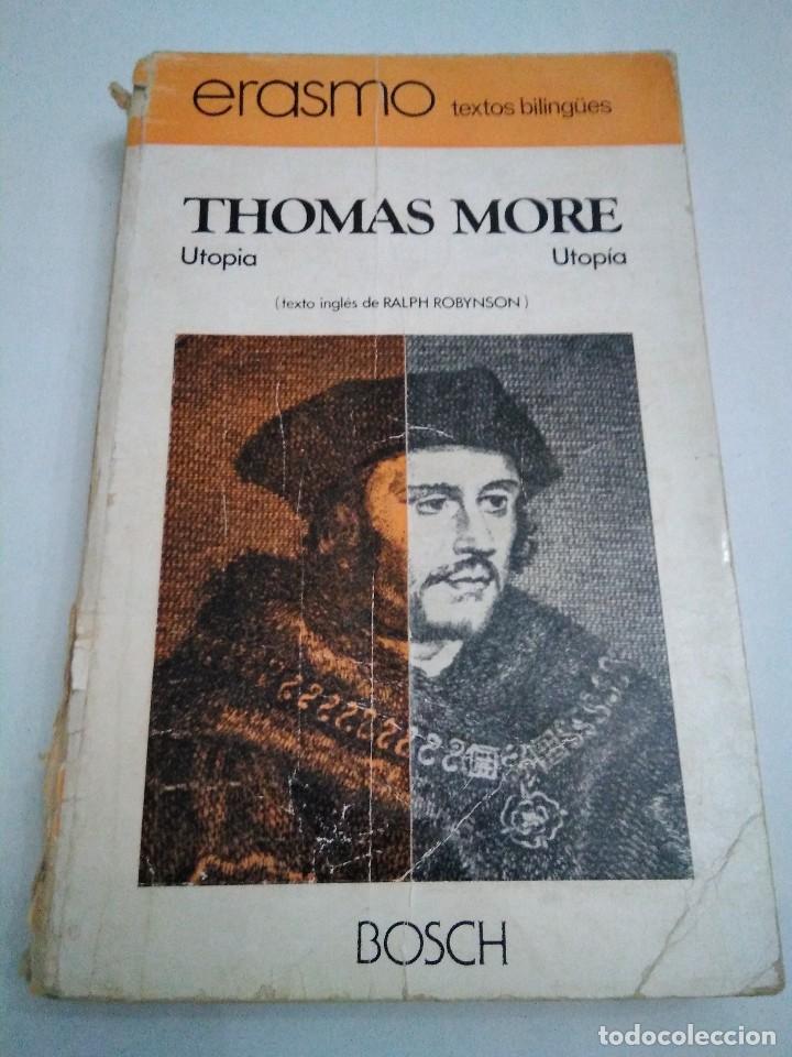 Libros: Utop&iacute;a. Thomas More (Tom&aacute;s Moro). Erasmo textos biling&uuml;es 1977. Ingl&eacute;s - espa&ntilde;ol - Foto 1