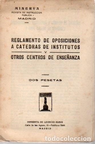 Libros: REGLAMENTO DE OPOSICIONES A CATEDRAS DE INSTITUTOS Y OTROS CENTROS DE ENSE&Ntilde;ANZA. - REVISTA DE INSTRU