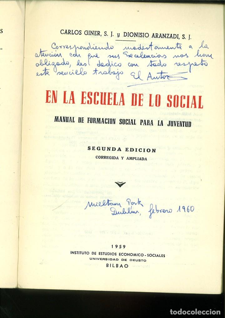 Libros: EN LA ESCUELA DE LO SOCIAL. G. GINER Y D. ARANZADI - Foto 2