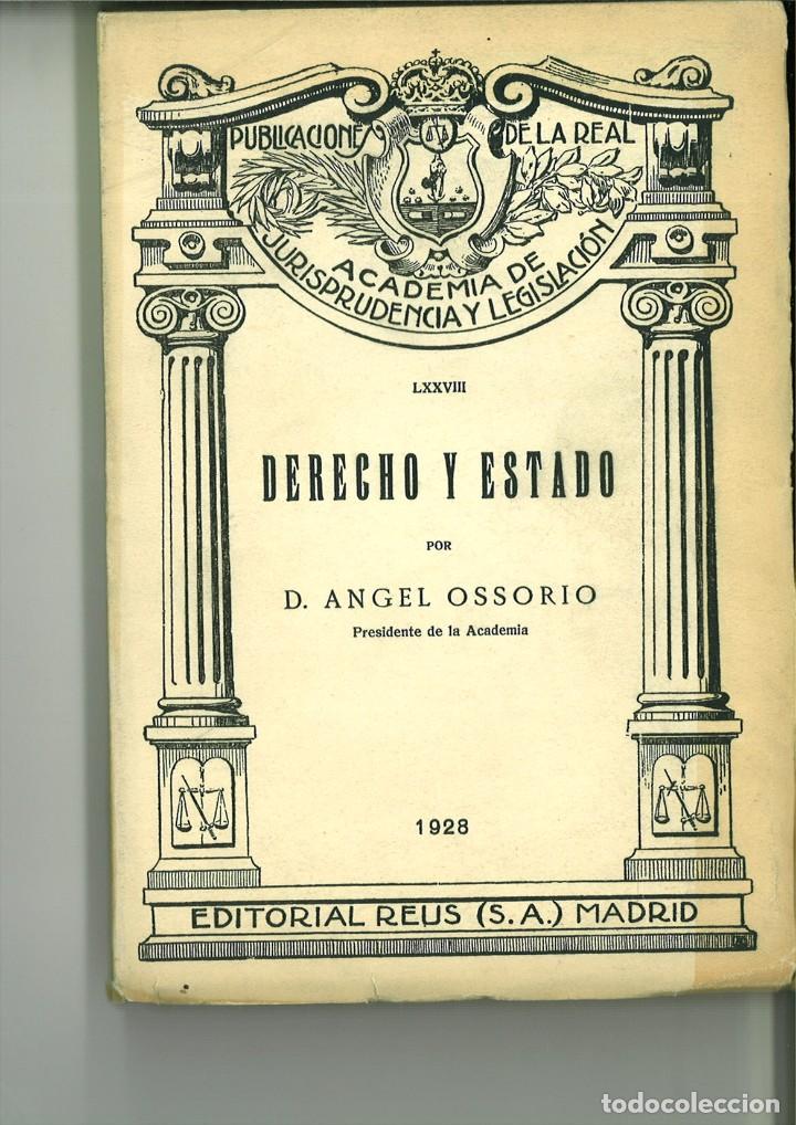 Libros: DERECHO Y ESTADO. &Aacute;ngel Ossorio - Foto 1