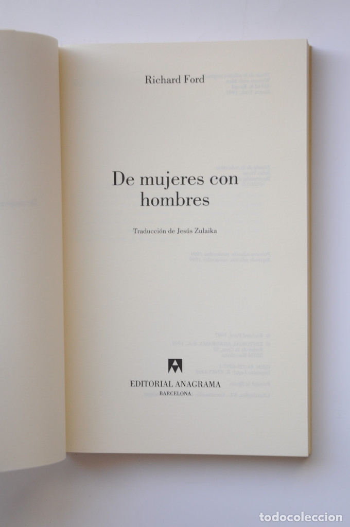 Libros: De mujeres con hombres - FORD, Richard - Foto 2