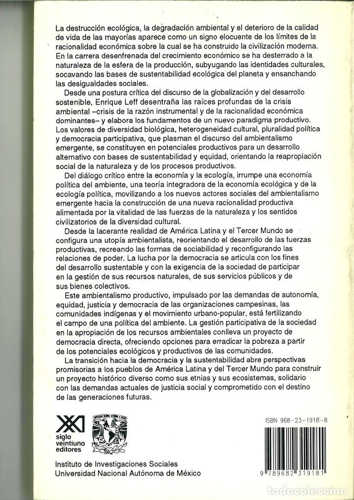 Libros: ECOLOG&Iacute;A Y CAPITAL. Enrique Leff - Foto 2