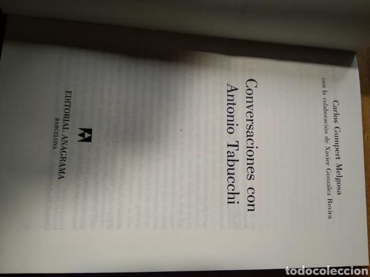 Libros: CONVERSACIONES CON ANTONIO TABUCCHI. CARLOS GUMPERT #2010 - Foto 2