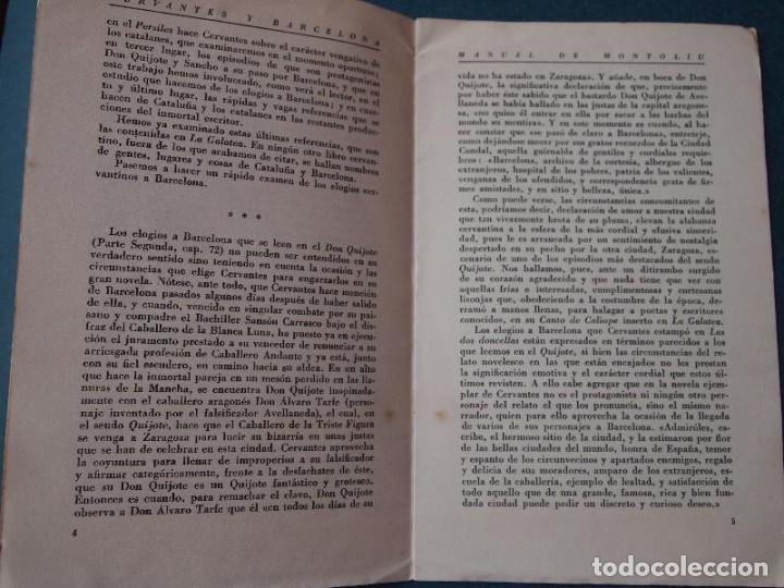 Libros: Montoliu, Manuel de. - CERVANTES Y BARCELONA. - Foto 2