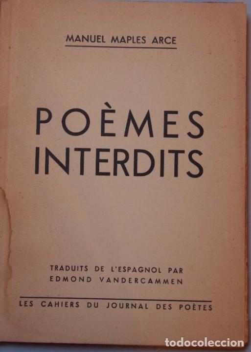 Libros: MAPLES ARCE, Manuel. - PO&Egrave;MES INTERDITS. Treaduits de lespagnol par Edmond Vandercammen. - Foto 1