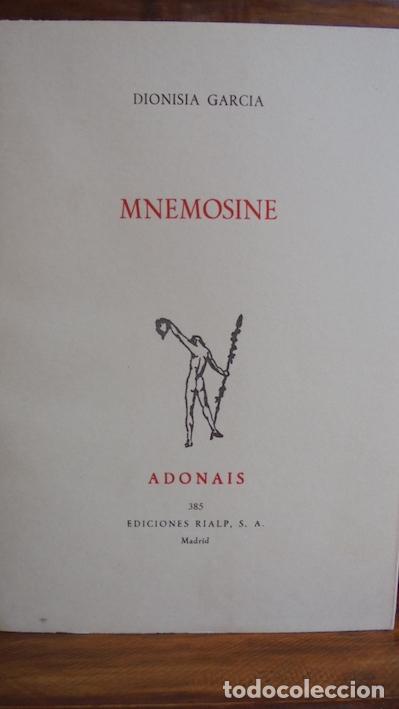 Libros: MNEMOSINE - DIONISIA GARC&Iacute;A - Foto 1