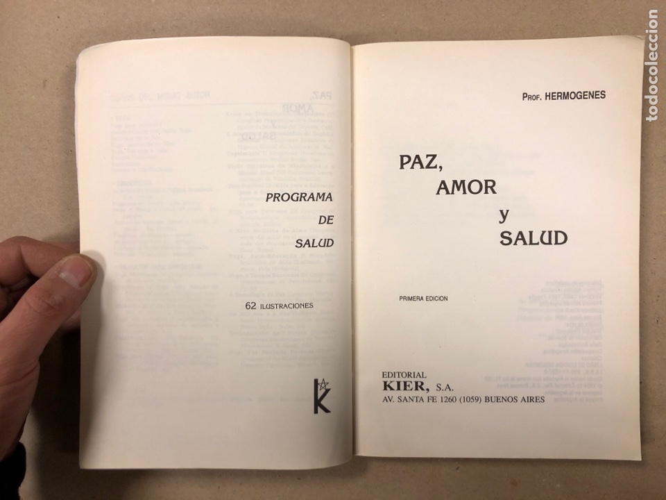 Libros: PAZ, AMOR Y SALUD. PROF. HERM&Oacute;GENES. EDITORIAL KIER 1994. - Foto 2