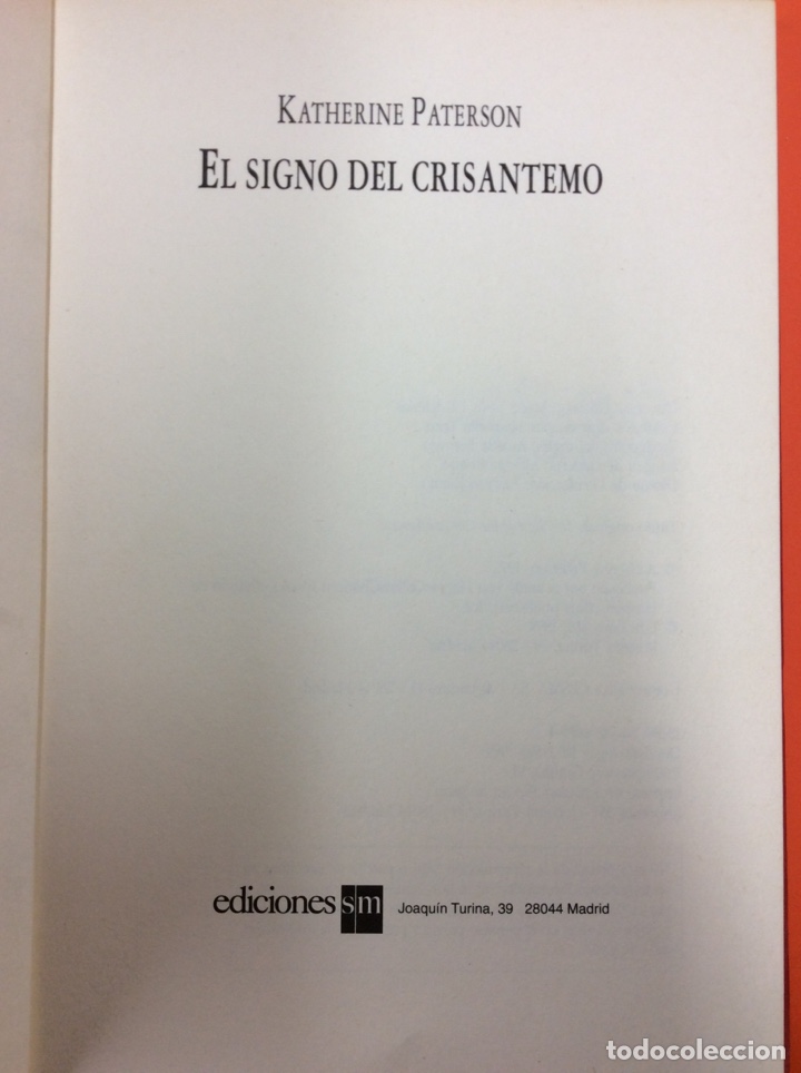 Libros: El Signo del crisantemo. Katherine Paterson. S.M 1999 - Foto 1