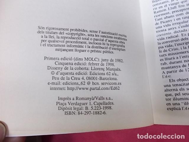 Libros: LLIBRE DEVAST E BLANQUERNA. RAMON LLULL. EDICIONS 62. 1982 - Foto 2