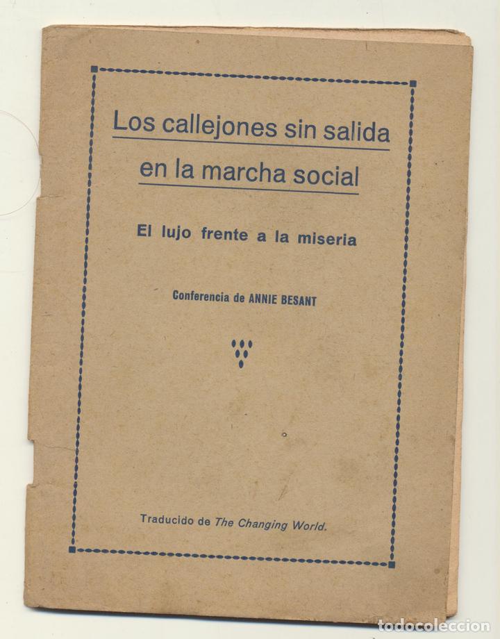 Libros: Los Callejones sin salida en la marcha social. El lujo frente a la miseria. Conferencia de Annie Bes