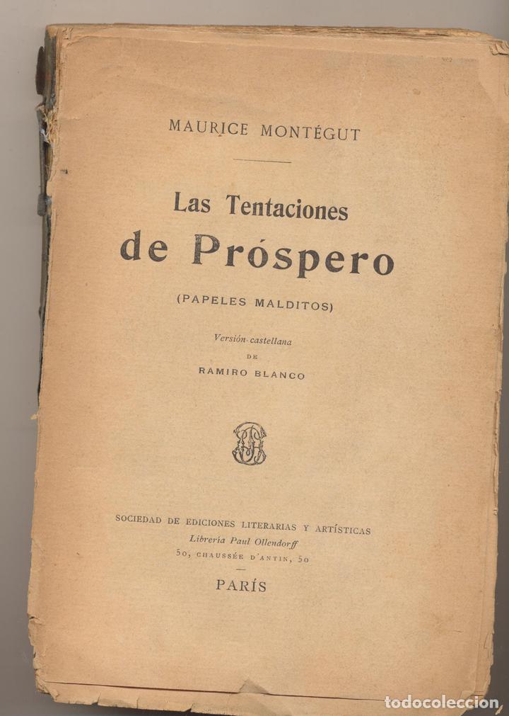 Libros: Maurice Montegut. Las Tentaciones de Prospero. Sociedad de Ediciones Literarias y Art&iacute;sticas-Paris 1