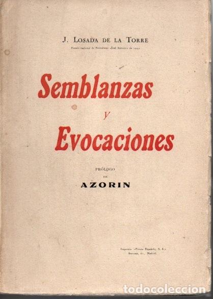 Libros: SEMBLANZAS Y EVOCACIONES. - LOSADA DE LA TORRE, J. - Foto 1