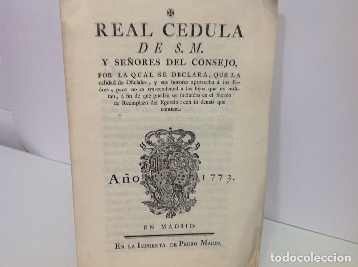 Libros: REAL CEDULA DE S.M. Y SE&Ntilde;ORES DEL CONSEJO 1773 - Foto 1