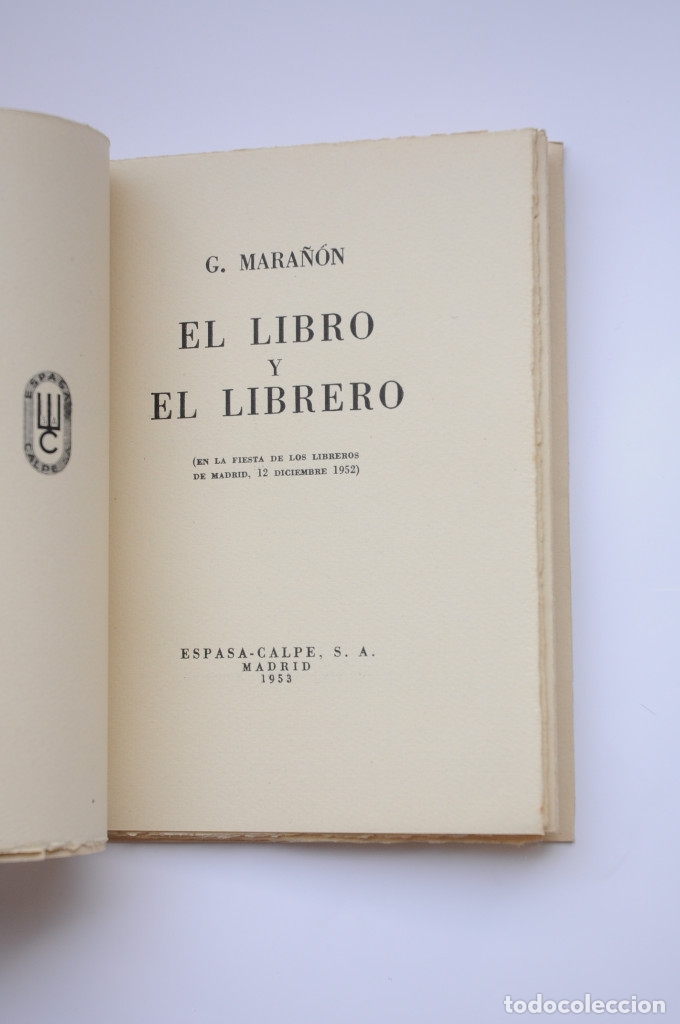 Libros: El libro y el librero - MARA&Ntilde;&Oacute;N, Gregorio - Foto 2