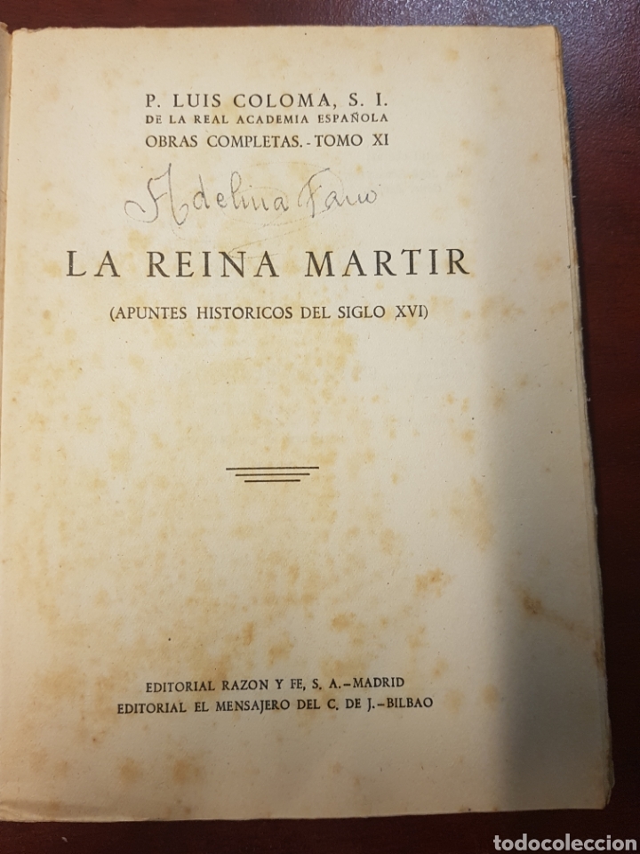 Libros: La reina martir - P. LUIS COLOMA - 1948 - Foto 3
