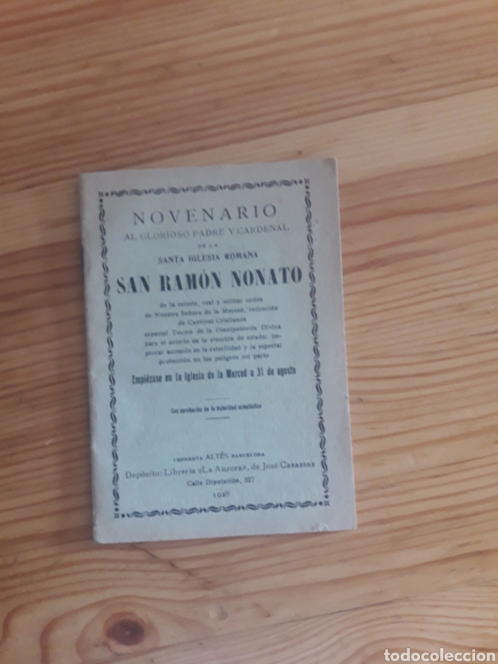 Libros: Novenario san ramon nonato iglesia de la merced 1928