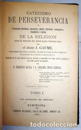 Libros: CATECISMO DE PERSEVERANCIA. 8 TOMOS - GAUME, Abate J. - Foto 5