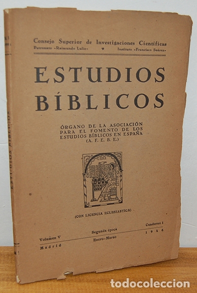 Livres: ESTUDIOS B&Iacute;BLICOS. Volumen V, Cuaderno I Enero-Marzo 1946 - Segunda &eacute;poca - VV.AA.