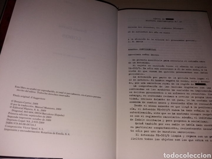Libros: LOBOS - Donato Carrisi - Planeta - 2009 - Foto 3
