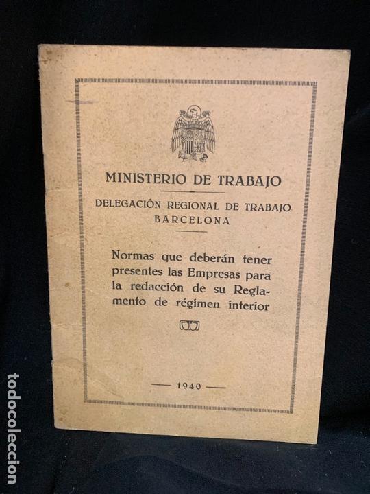 Livres: REGLAMENTO MINISTERIO DE TRABAJO, a&ntilde;o 1940, 16,5X12cms, 14pags