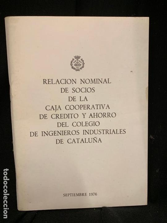 B&uuml;cher: CAJA INGENIEROS INDUSTRIALES CATALU&Ntilde;A, RELACION SOCIOS, a&ntilde;o 1976, 17X12cms, 90pags