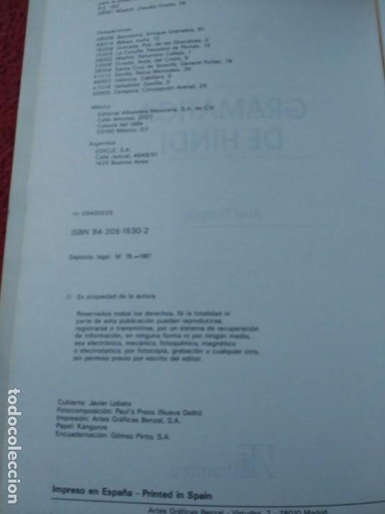 Libros: GRAM&Aacute;TICA DE HINDI - ANA THAPAR - ALHAMBRA - RARO - Foto 2