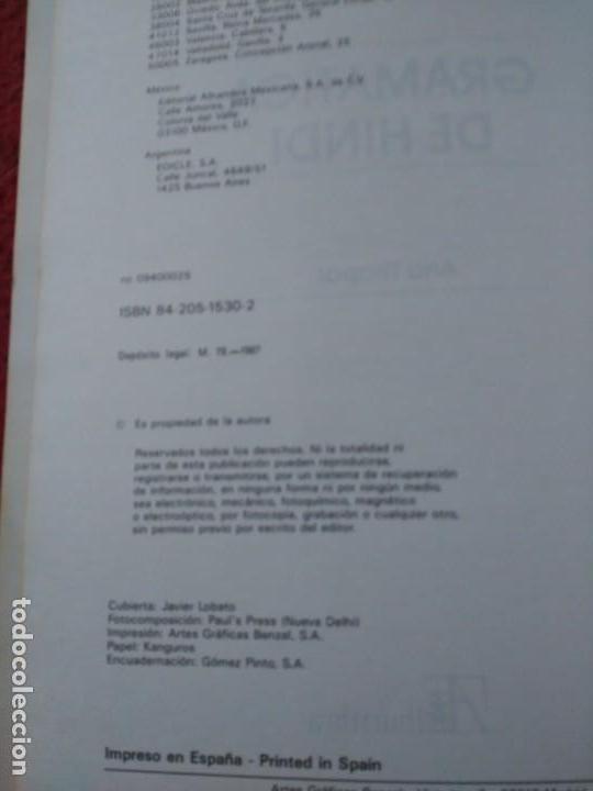 Libros: GRAM&Aacute;TICA DE HINDI - ANA THAPAR - ALHAMBRA - RARO - Foto 4