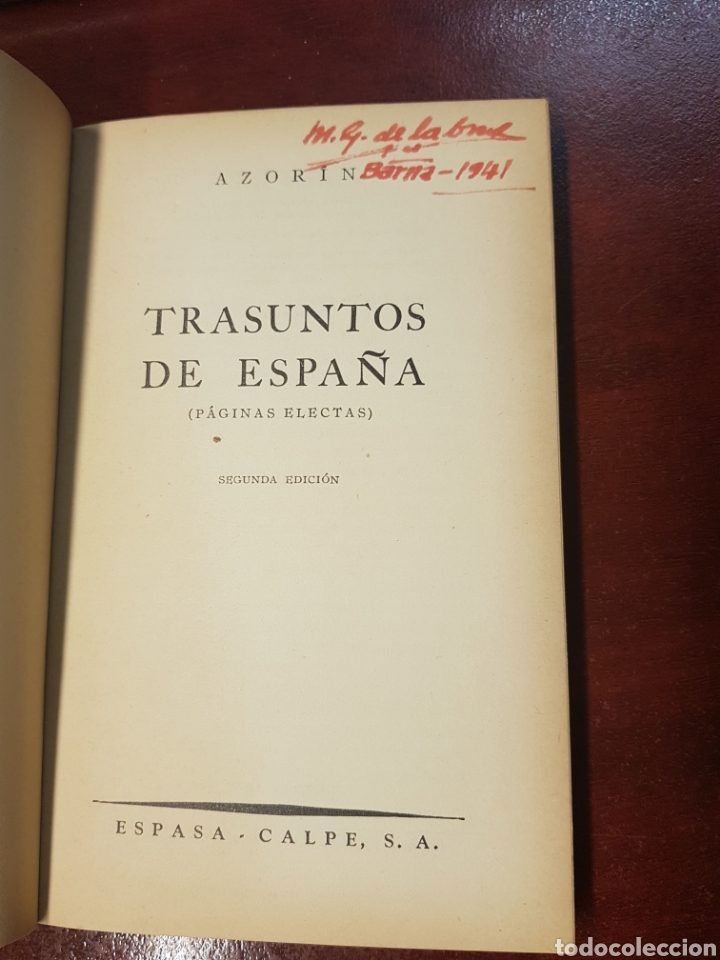 Libros: Trasuntos de espa&ntilde;a - azorin - 1941 - segunda edici&oacute;n - Foto 2