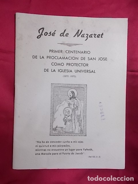 Libros: JOS&Eacute; DE NAZARET 1&ordf; CENTENARIO DE LA PROCLAMACION DE SAN JOS&Eacute; COMO PROTECTOR DE LA IGLESIA UNIVERSAL - Foto 1